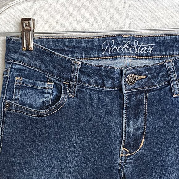 Old Navy Rock Star Dark Wash Cotton Poly Span Mid Rise Stretch Skinny Jean 8 Reg - Picture 8 of 16
